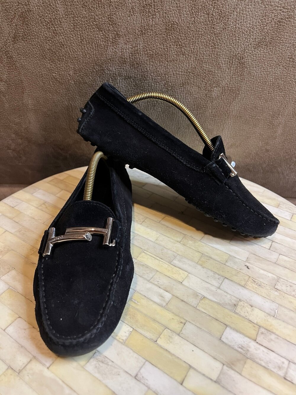 Tod's Black Suede Gommino Driving Loafers